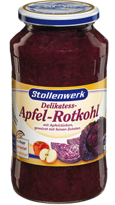 Apfel-Rotkohl mit Apfelstücken, gewürzt mit feinen Zutaten - Konserve