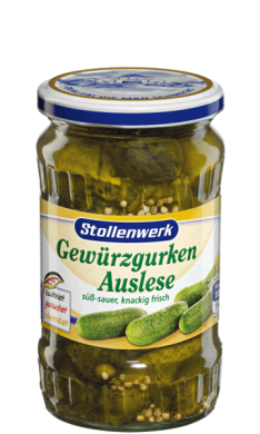 Gewürzgurken
Auslese süß-sauer, knackig frisch - Konserve