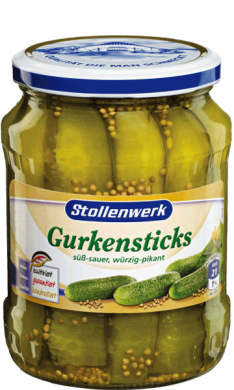 Pickled gherkin sticks sweet-sour, spicy - tin