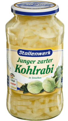 Junger zarter Kohlrabi in Streifen - Konserve