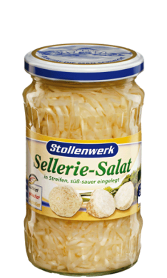 Sellerie-Salat
Streifen süß-sauer eingelegt - Konserve