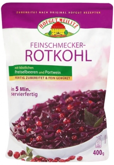 Feinschmecker-Rotkohl mit köstlichen Preiselbeeren und Portw mit köstlichen Preiselbeeren und Portwein - Konserve