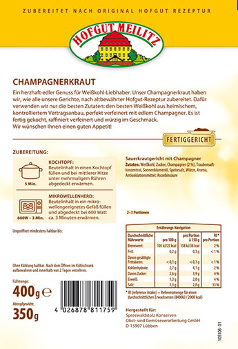 Champagnerkraut  Sauerkraut mit Champagner - Etikett